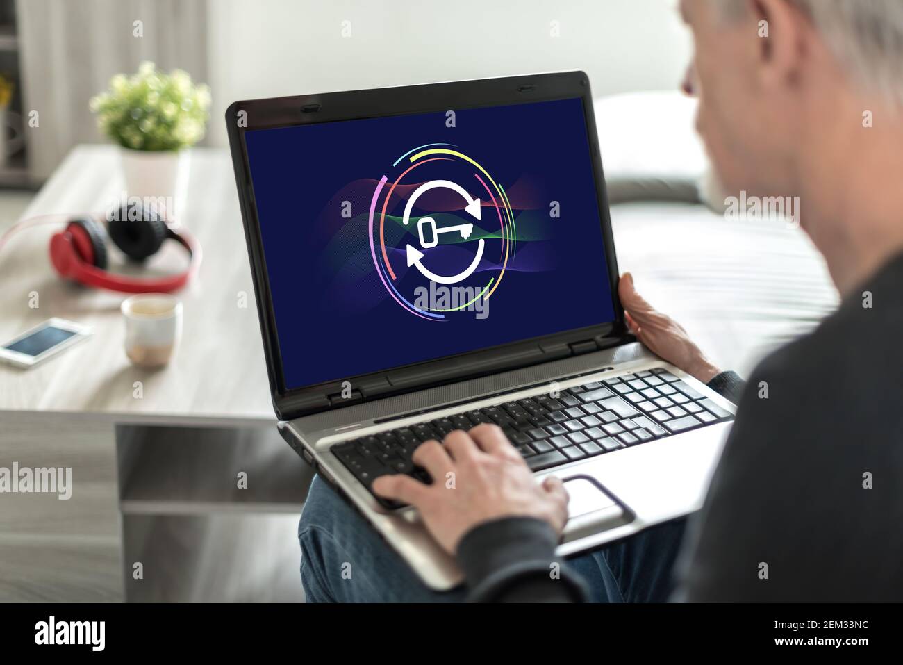 Laptop screen displaying family hi-res stock photography and images - Alamy