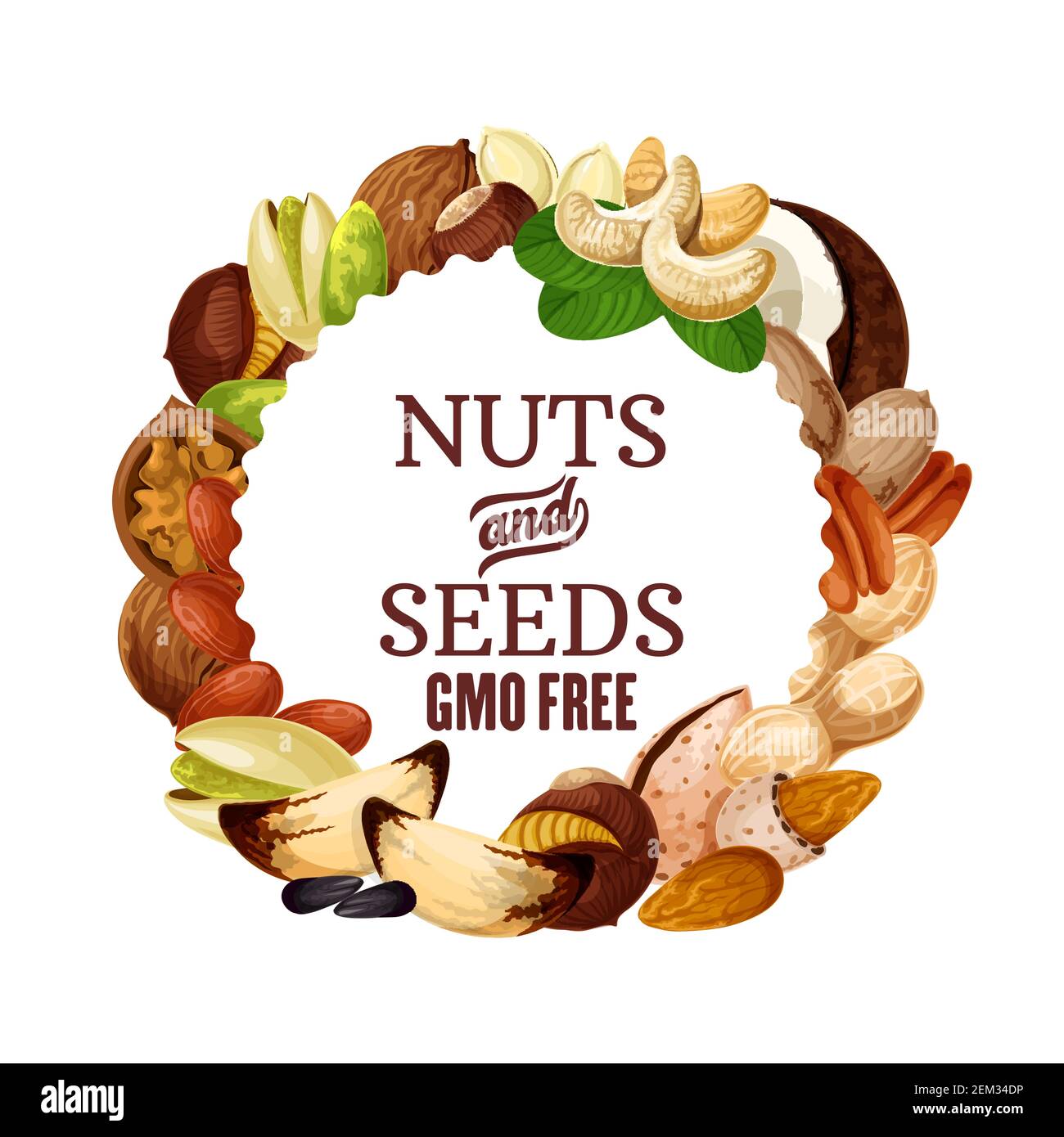 Nuts and seeds, organic GMO free raw vegetarian food, healthy superfood
