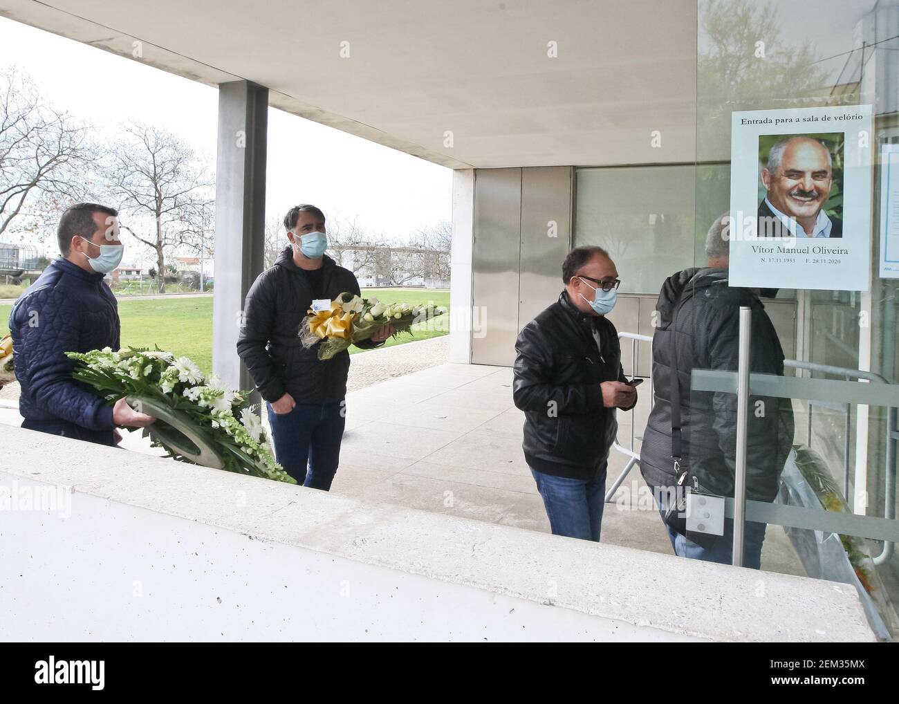 Matosinhos, 12/03/2020 - Funeral Ceremonies by Vitor Oliveira, Soccer  coach, at the Matosinhos Tanatory. José Pereira, president of the Football  Coaches Association; Sónia Carneiro; Pedro Proença, president of Liga Clubes;  Henrique Calisto. (