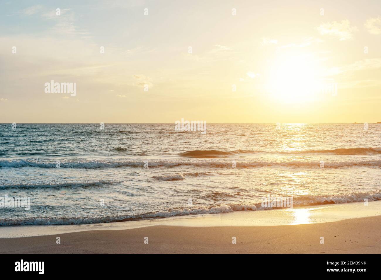 Summer background with tropical beach during sunset. Holiday vacation ...