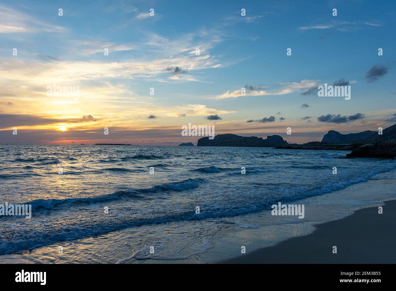 Summer background with tropical beach during sunset. Holiday vacation ...