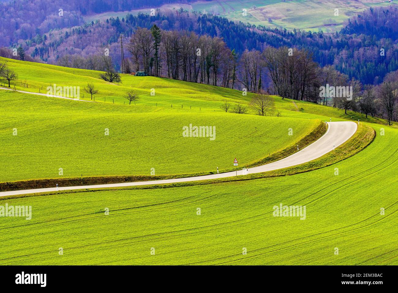 Landscape in the district of Waldenburg in the canton of Basel-Country in Switzerland. Stock Photo
