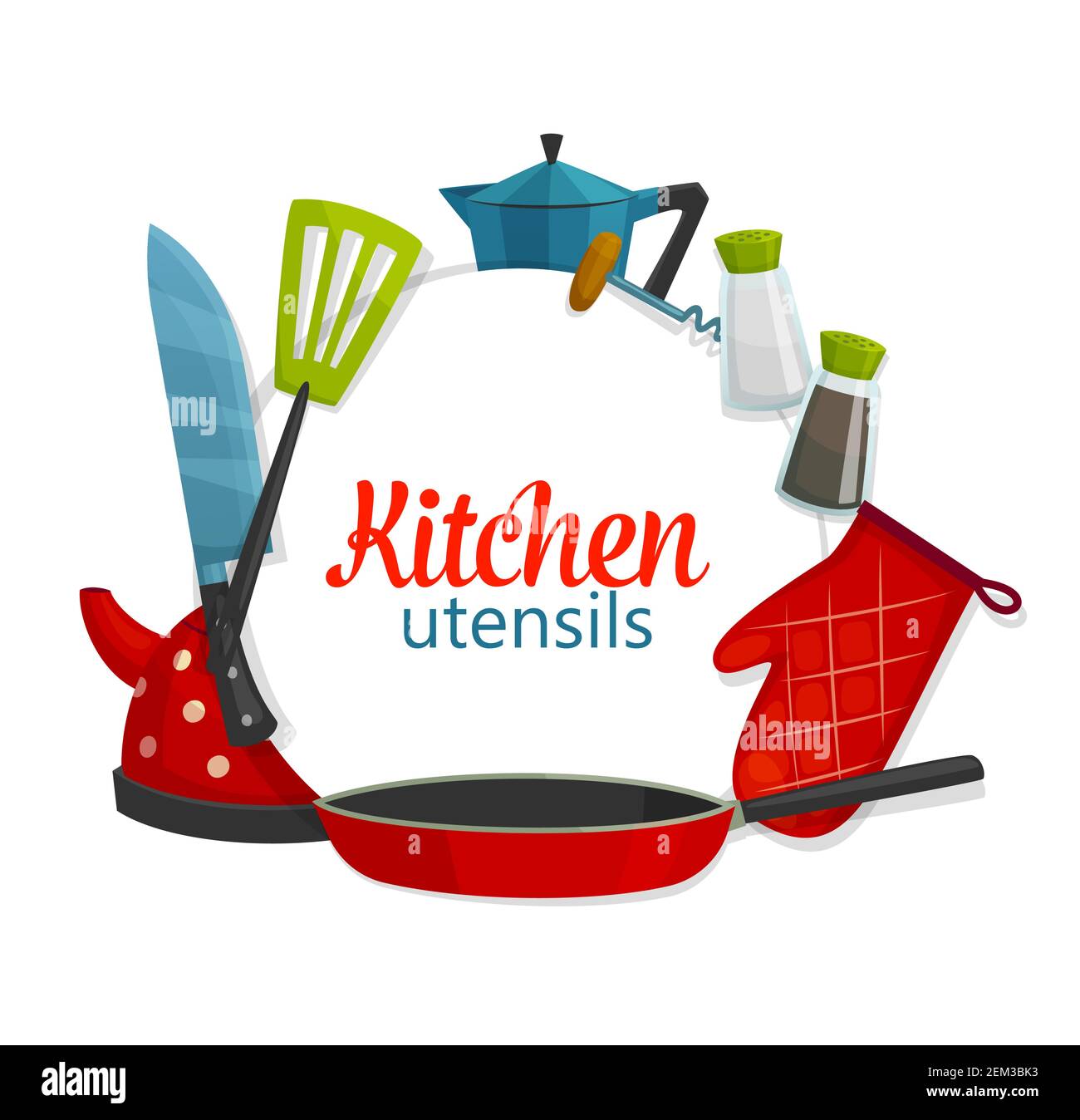 Kitchenware utensils, cooking items and cookware. Vector tea pot