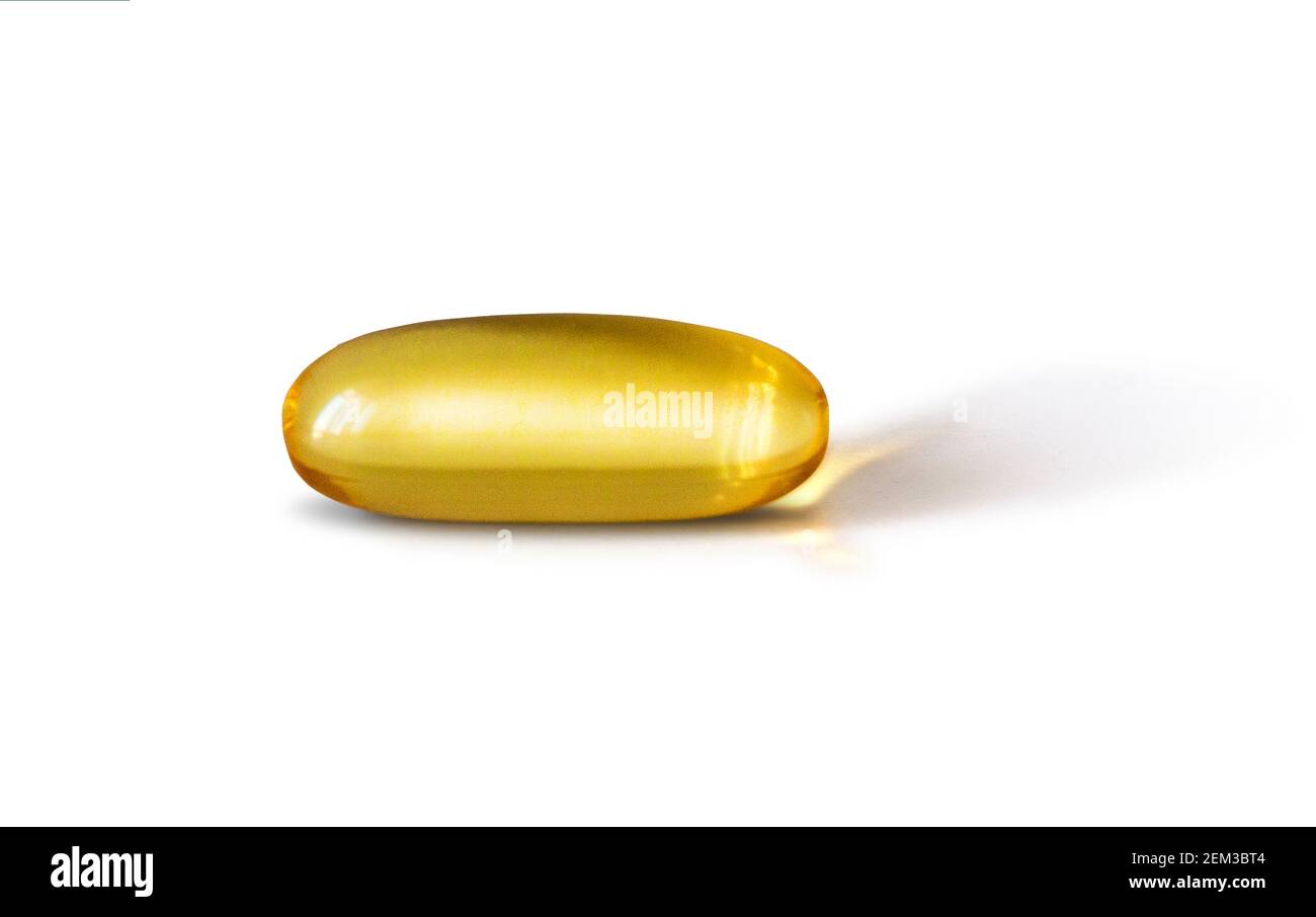 Omega 3 pill isolated on white Stock Photo