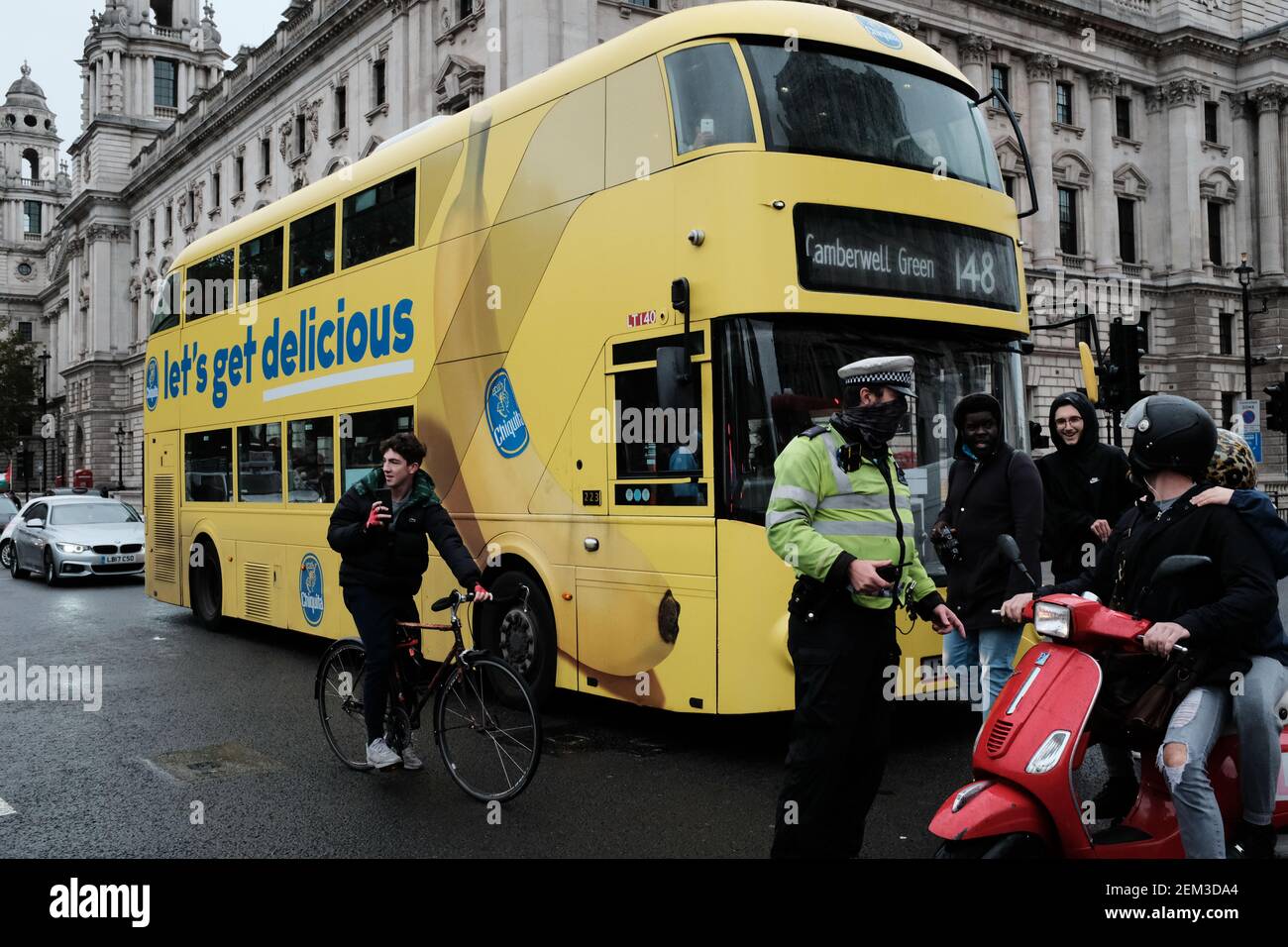 LONDON, 24TH OCTOBER 2020: Anti lockdown protest in central London in response to the governments further lockdown restrictions regarding the virus. Stock Photo