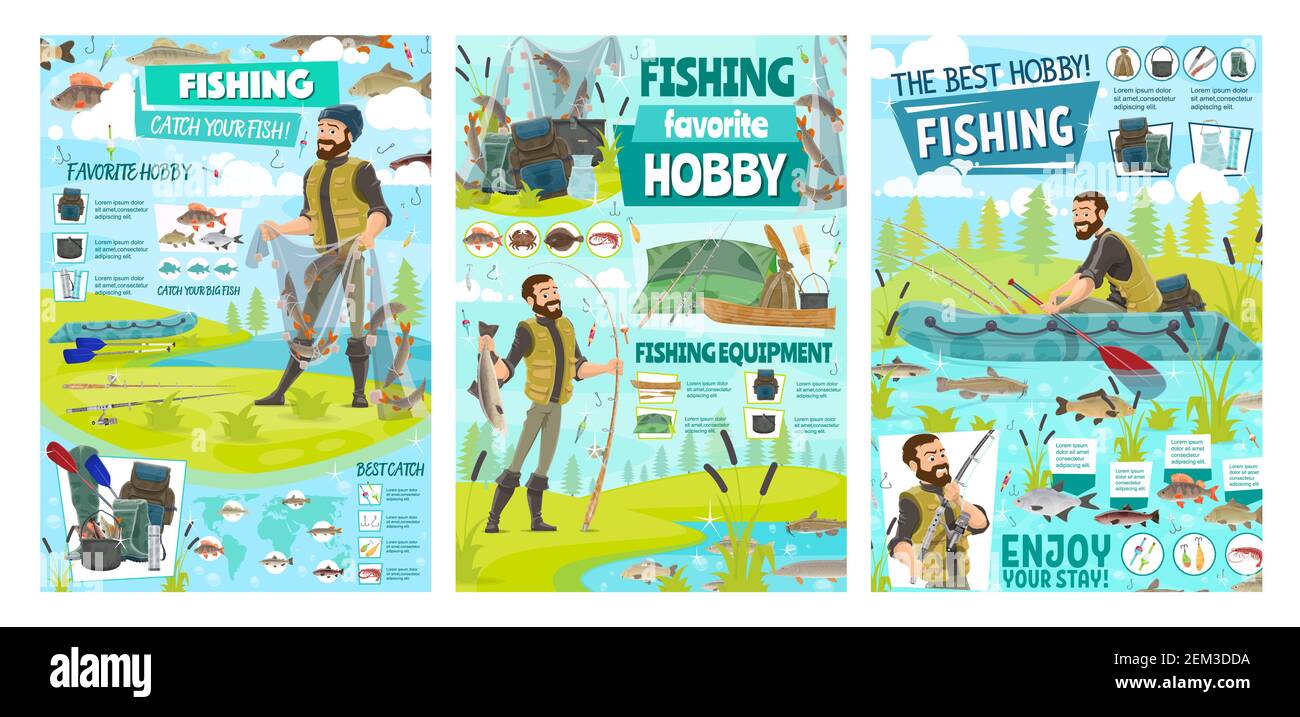 Sea fishing sport and big fish catch hobby, fisher tackles, lures and