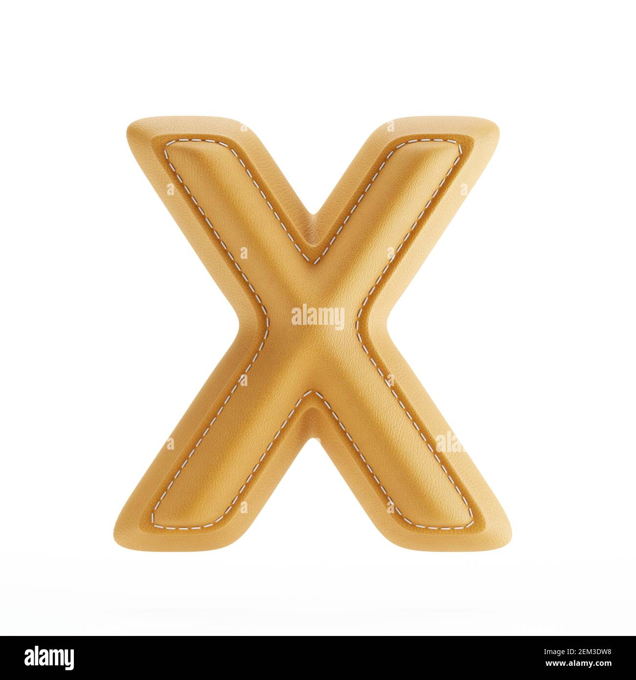Alphabet yellow leather skin texture capital letter X. 3d rendering illustration Stock Photo