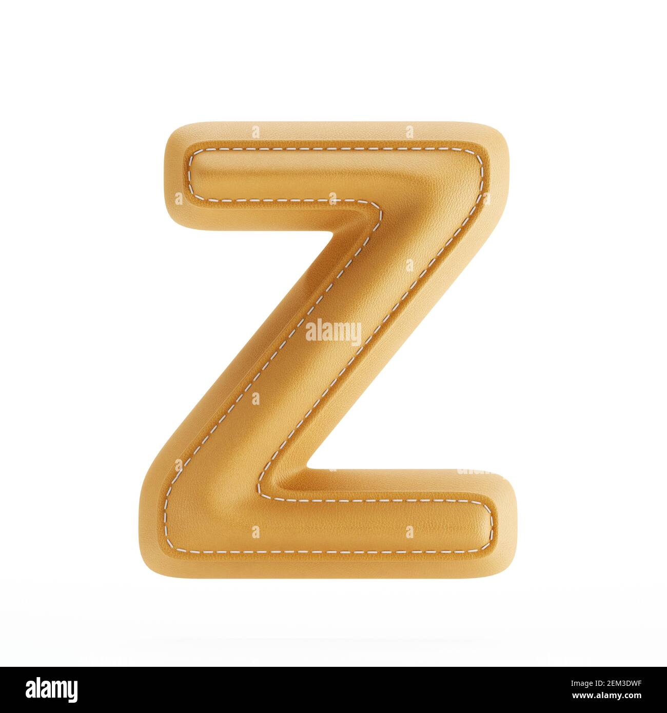 Alphabet yellow leather skin texture capital letter Z. 3d rendering illustration Stock Photo