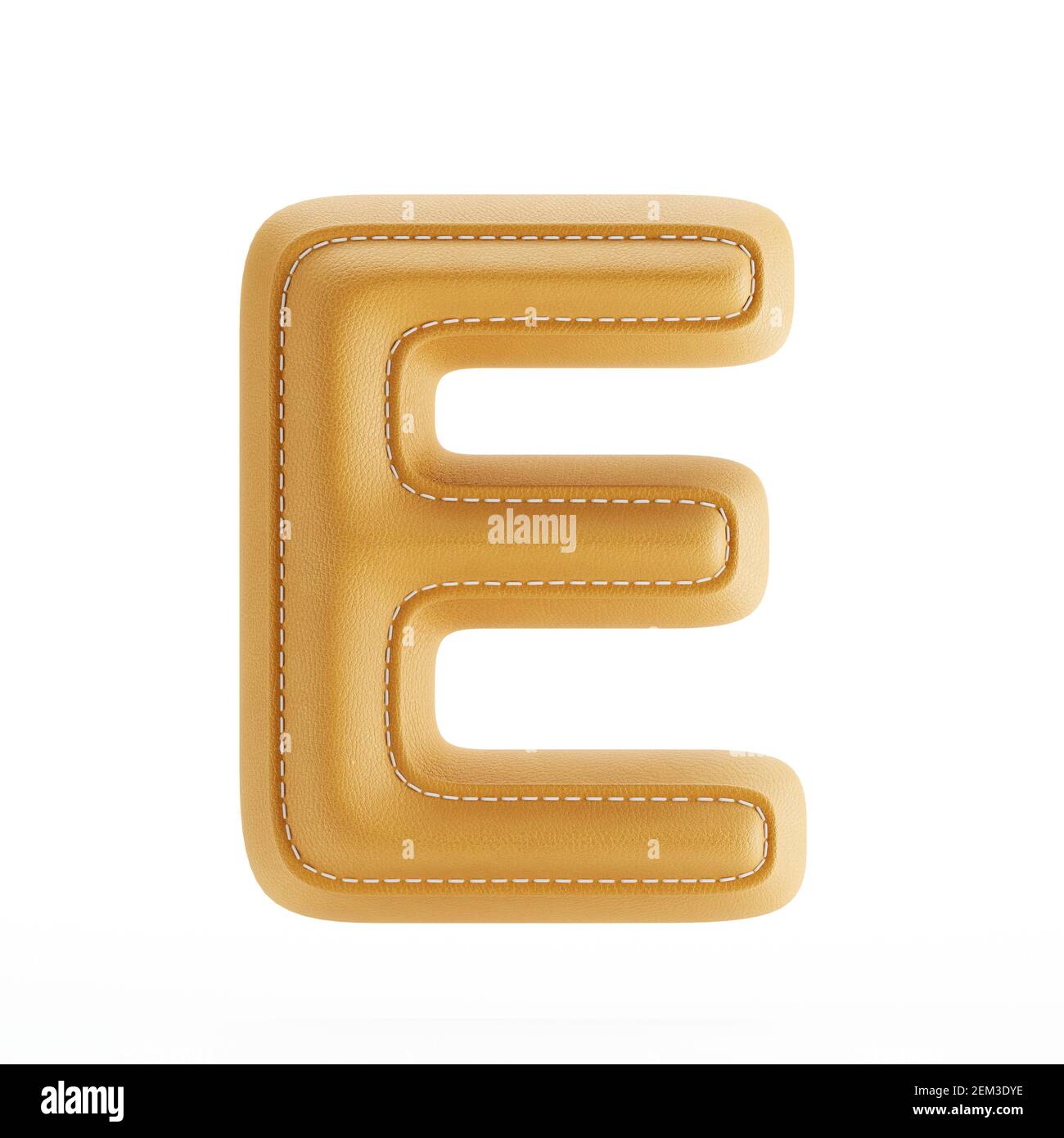 Alphabet yellow leather skin texture capital letter E. 3d rendering illustration Stock Photo