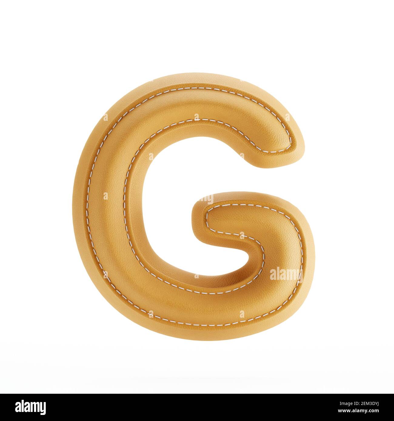 Alphabet yellow leather skin texture capital letter G. 3d rendering illustration Stock Photo