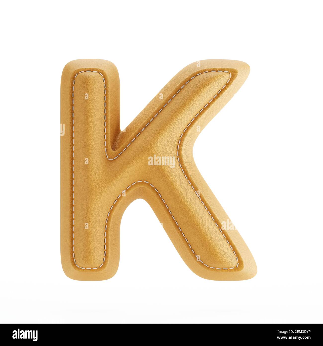 Alphabet yellow leather skin texture capital letter K. 3d rendering illustration Stock Photo