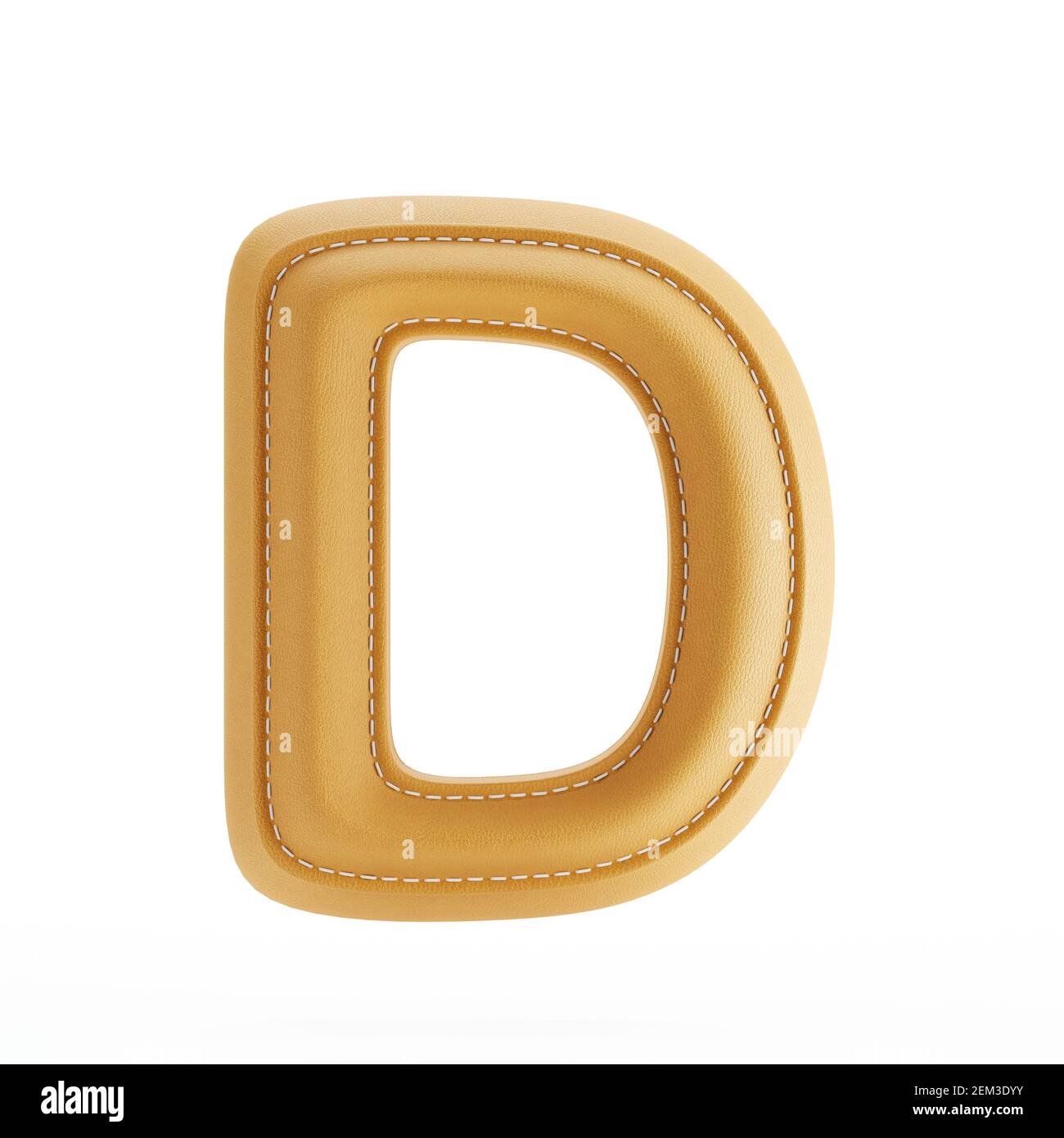 Alphabet yellow leather skin texture capital letter D. 3d rendering illustration Stock Photo