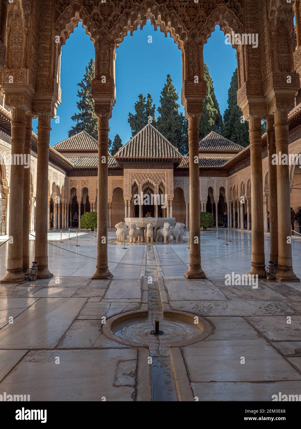The Court of The Lions at The Alhambra, Granada, Spain. Stock Photo
