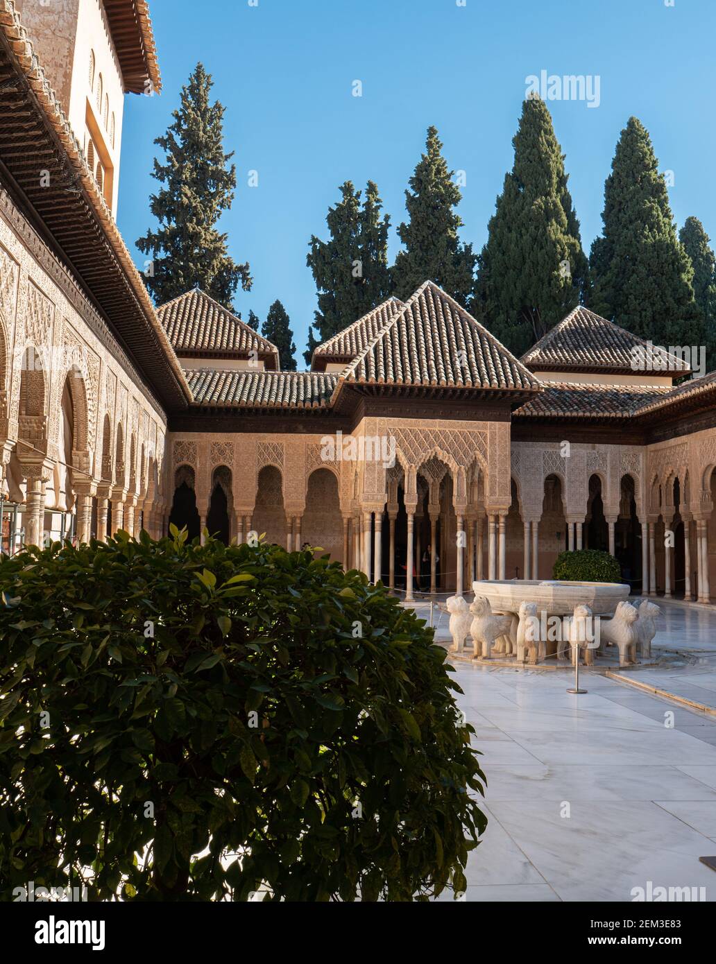 The Court of The Lions at The Alhambra, Granada, Spain. Stock Photo