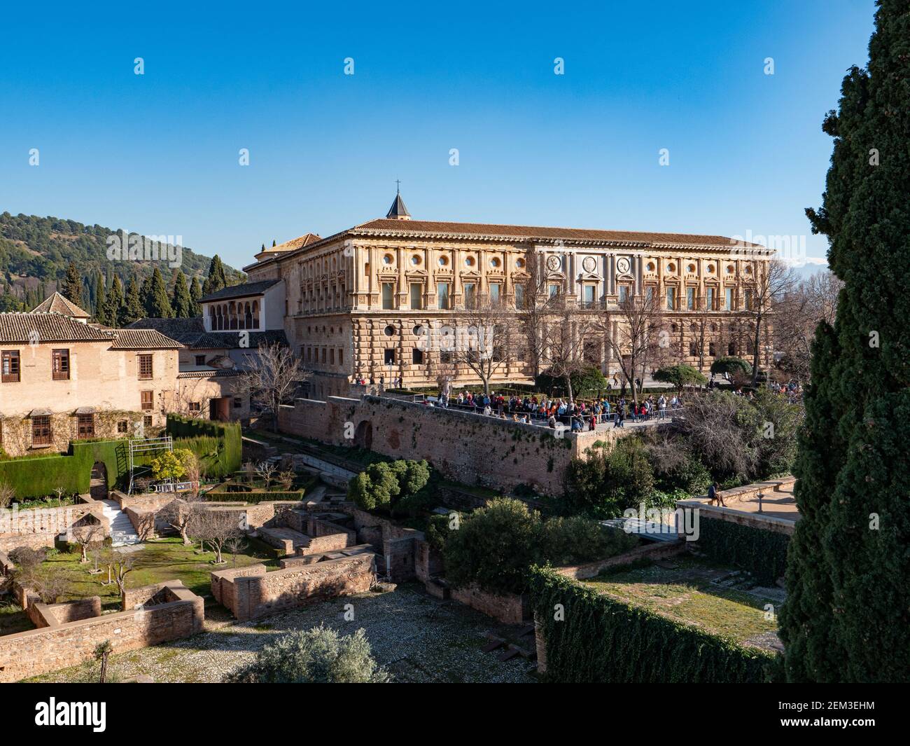 The Palace of King Charles V at The Alhambra, Granada Spain. Stock Photo