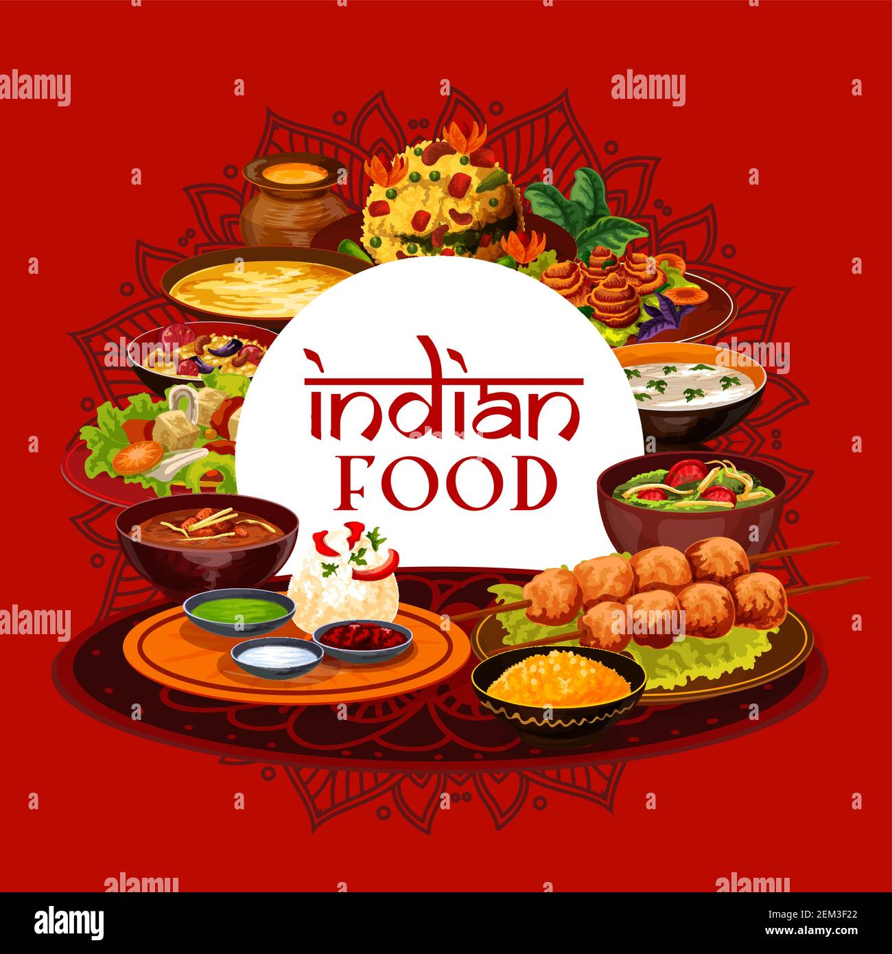 Indian traditional food, India authentic cuisine restaurant menu