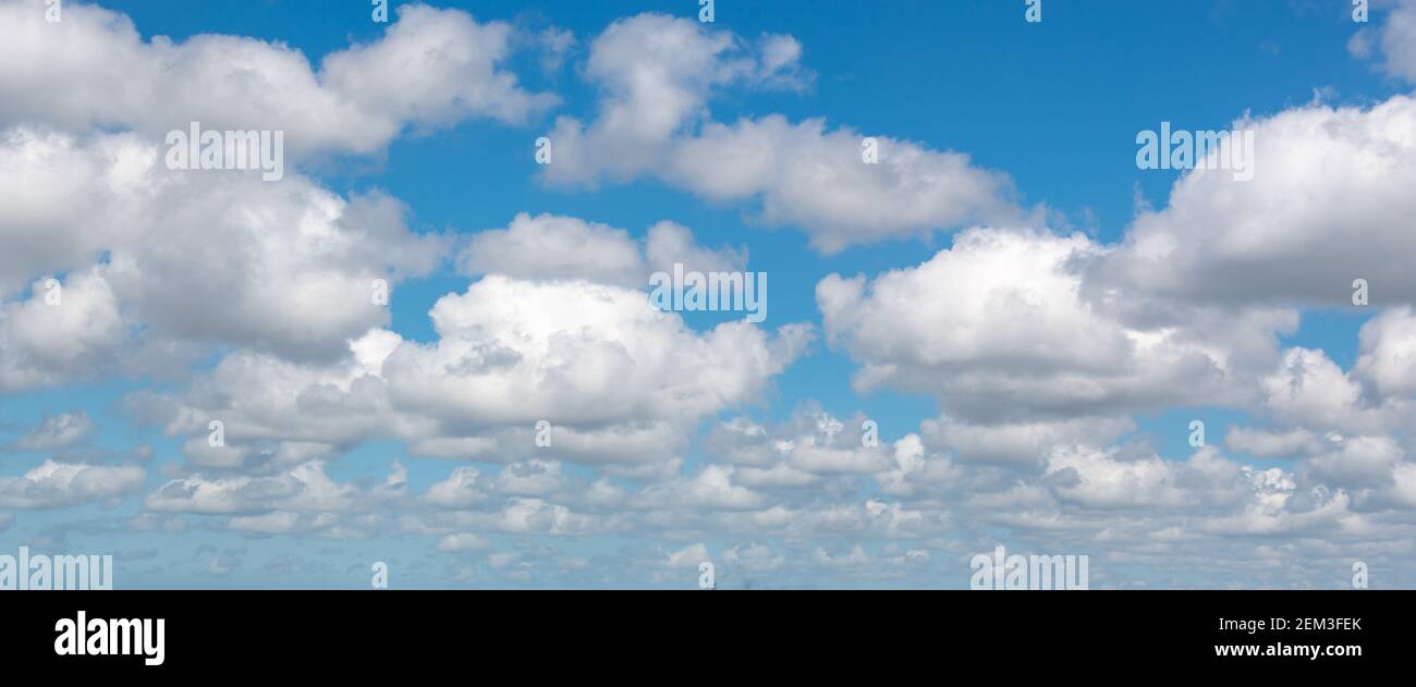 Panoramic background of blue sky with clouds Stock Photo - Alamy