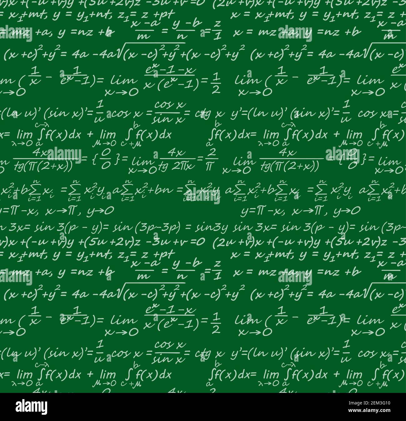 Equations Background With Geometry Physics Maths And Trigonometry Scientific Formulas Vector Green Chalkboard With Data Lettering Algorithms And L Stock Vector Image Art Alamy