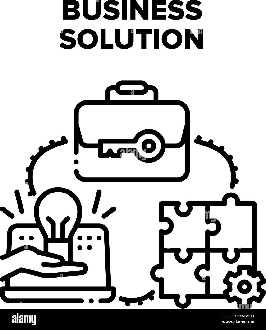 Business Solution Strategy Vector Black Illustrations Stock Vector