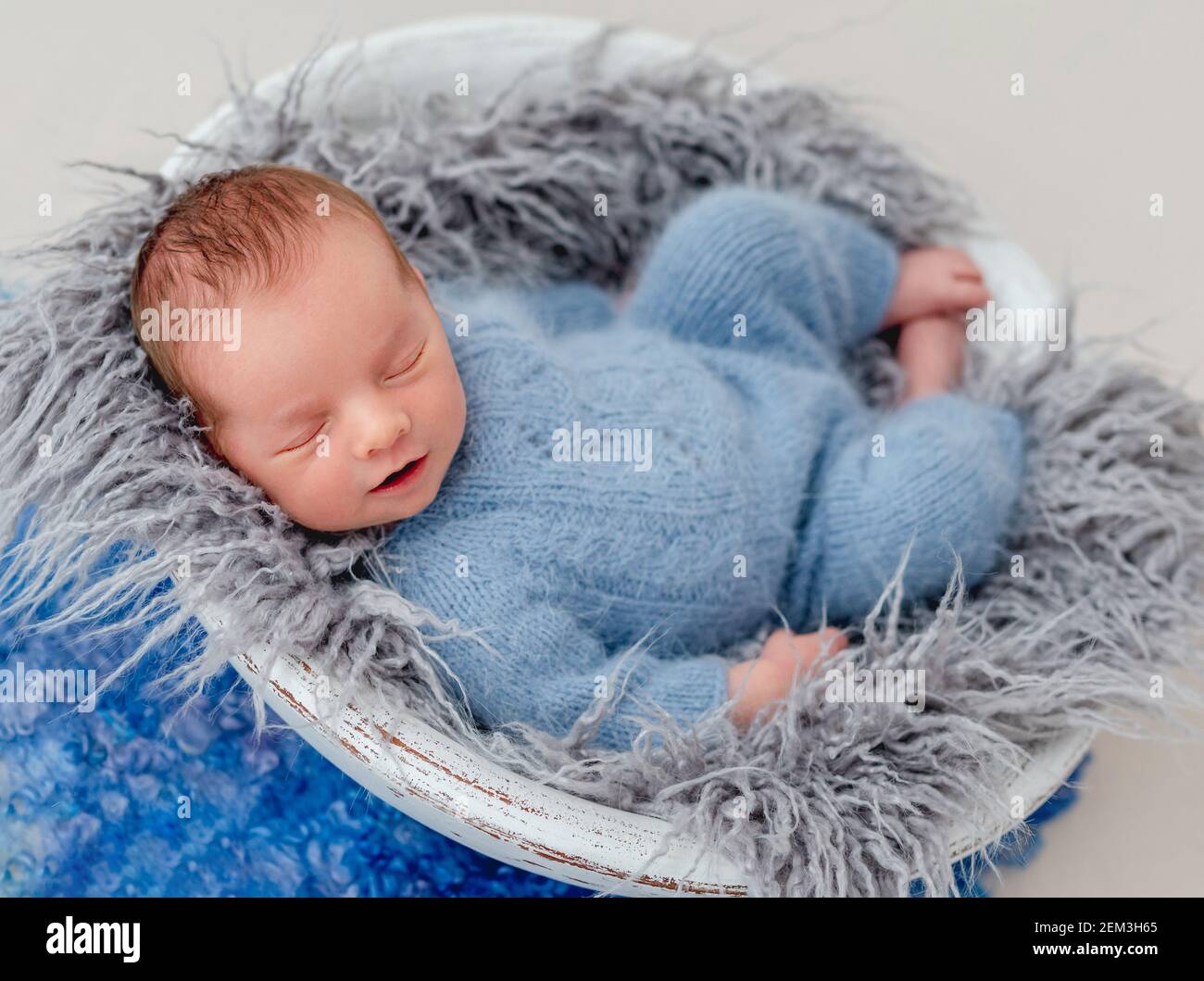Newborn baby boy sleeping stock photo alamy