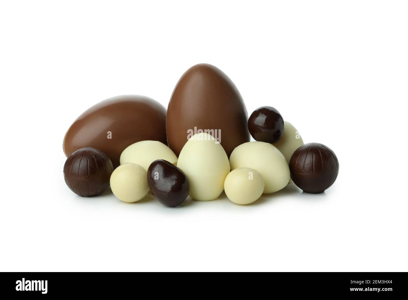 Easter chocolate eggs isolated on white background Stock Photo - Alamy