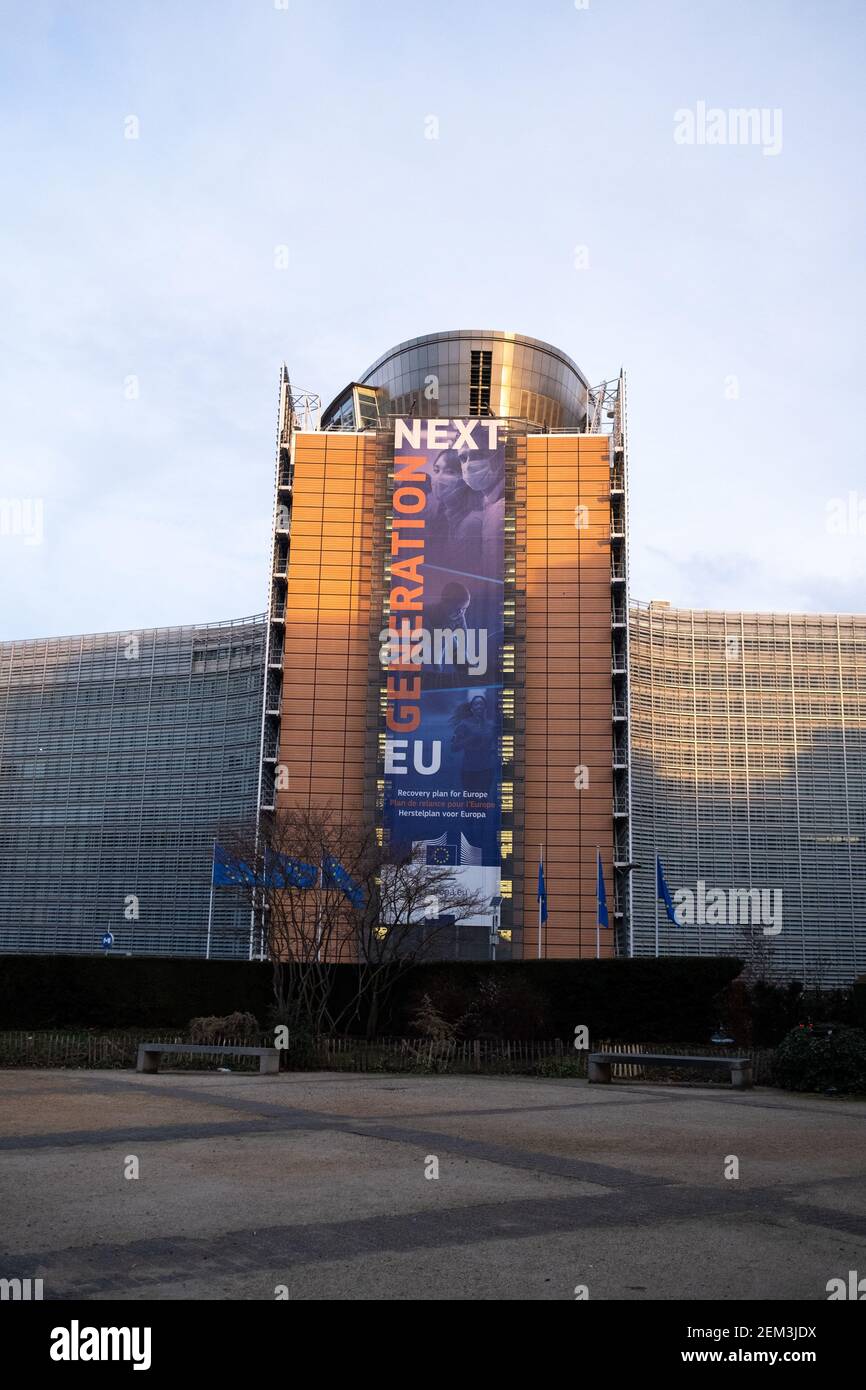 The Berlaymont, headquarters of the European Commission. Le Berlaymont, siege de la Commission europeenne. Stock Photo