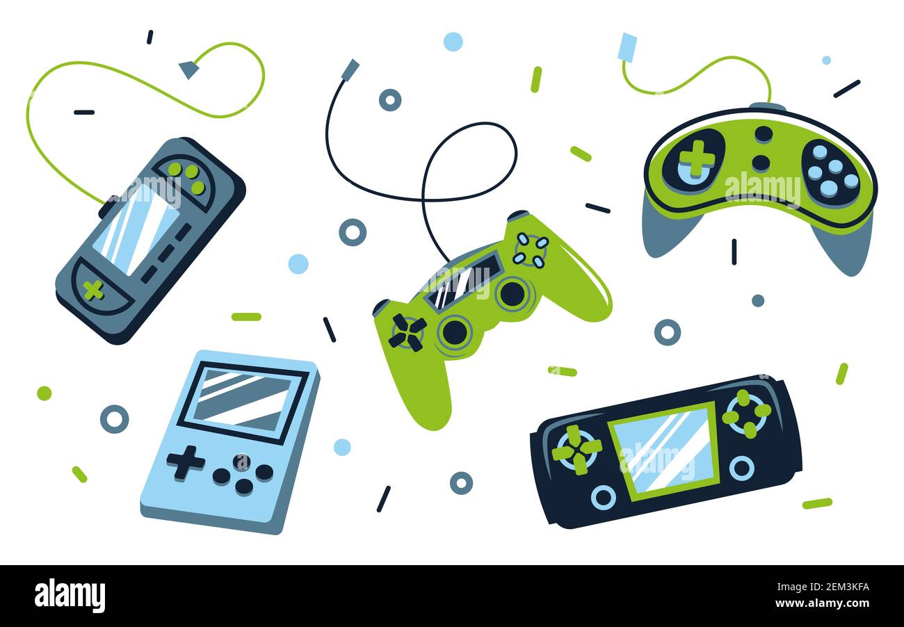 Seamless bright set with joysticks. Video game controller gaming cool