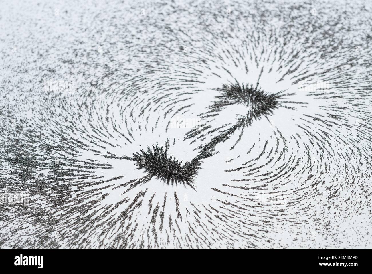 Magnetic field lines concept with bar magnet attraction and repulsion iron  particles along lines of force Stock Photo - Alamy