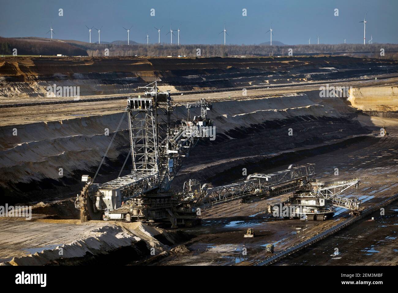 Inden opencast mine with stacker, Rhenish lignite mining area, Germany, North Rhine-Westphalia, Inden Stock Photo