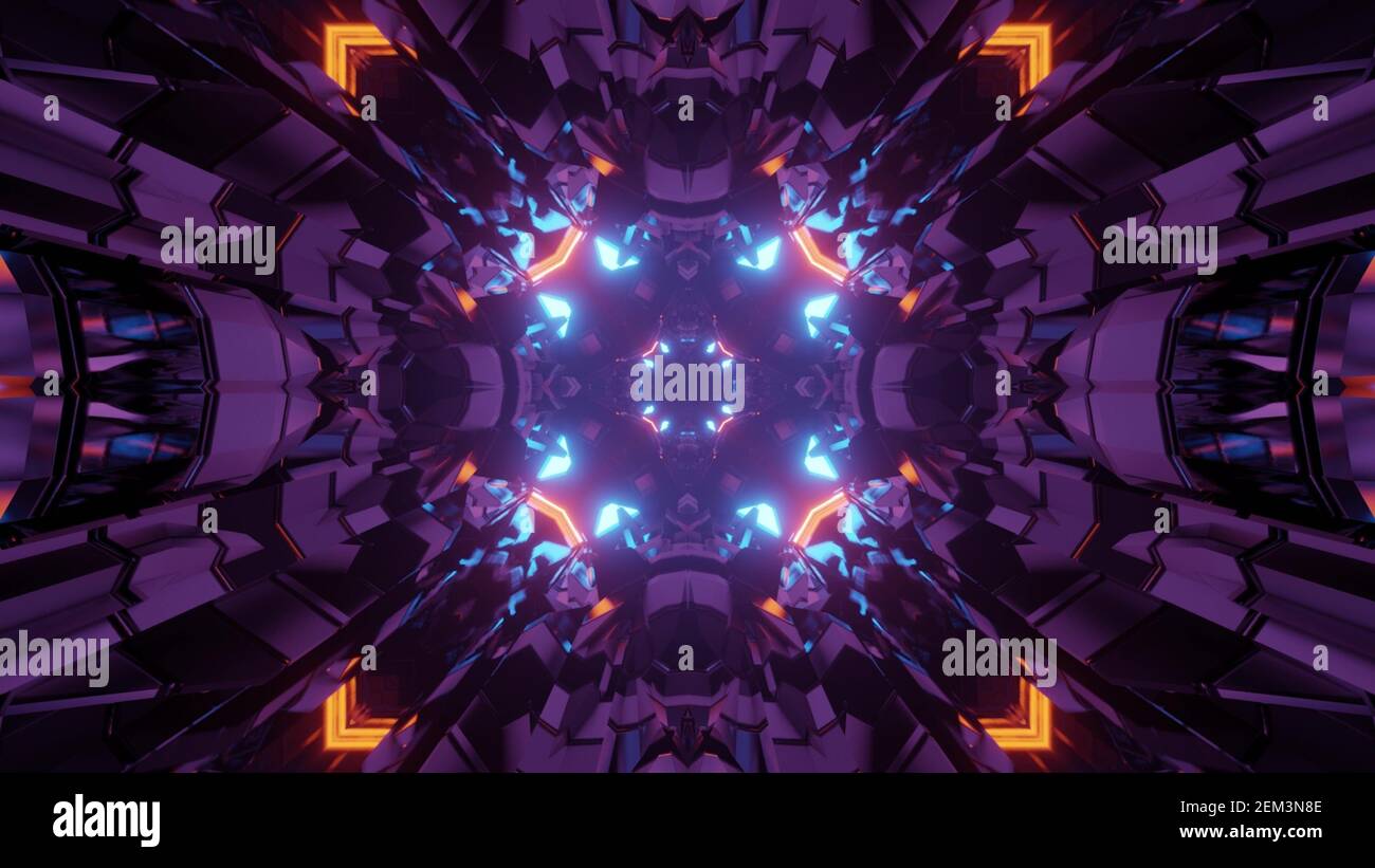 3d illustration of dark neon tunnel Stock Photo - Alamy