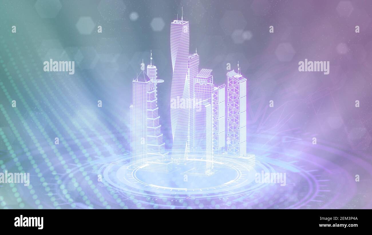 cg 3d illustration of industry, mesh urban district 3d renders Stock ...
