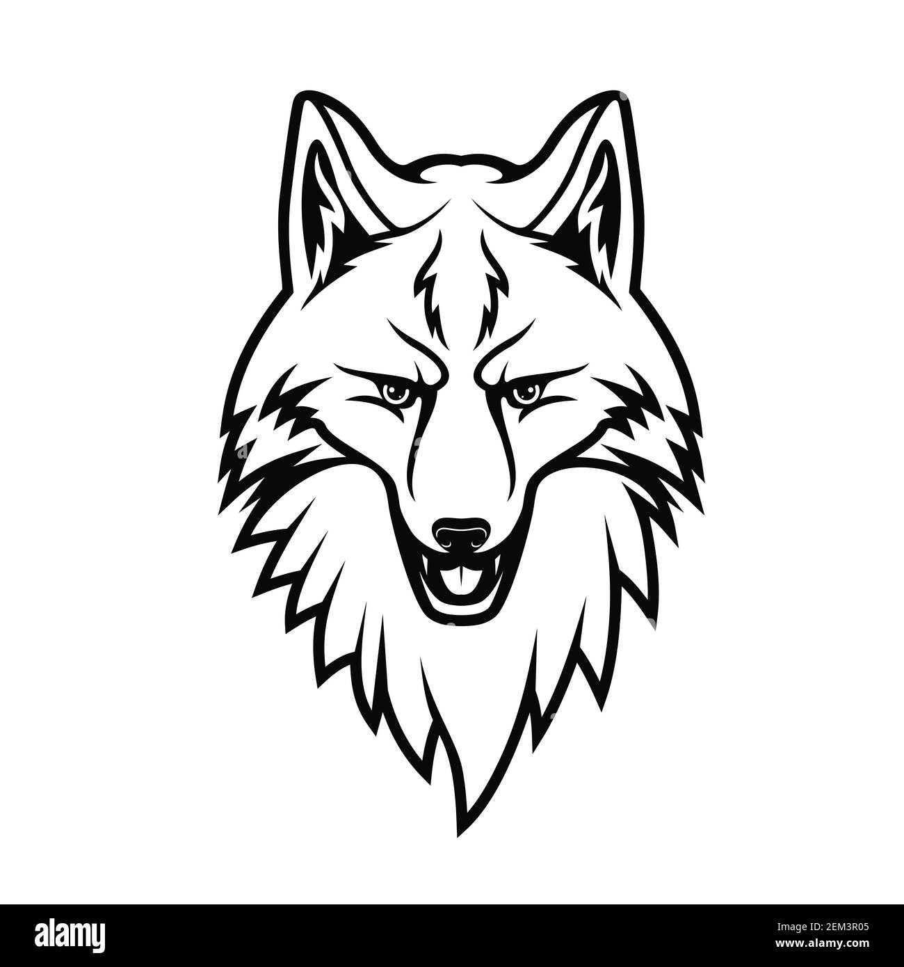 Fox head isolated monochrome icon. Vector forest animal with pointed ...