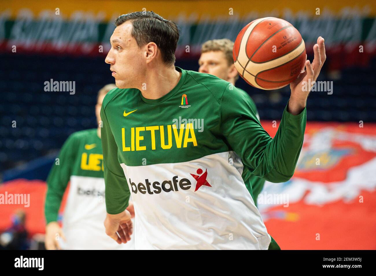 2021-02-22. FIBA EuroBasket 2022 Qualifiera Denmark 76 - 77 Lithuania. Lithuanian basketball team player Jonas Maciulis #8. photo by Alfredas Pliadis. Stock Photo
