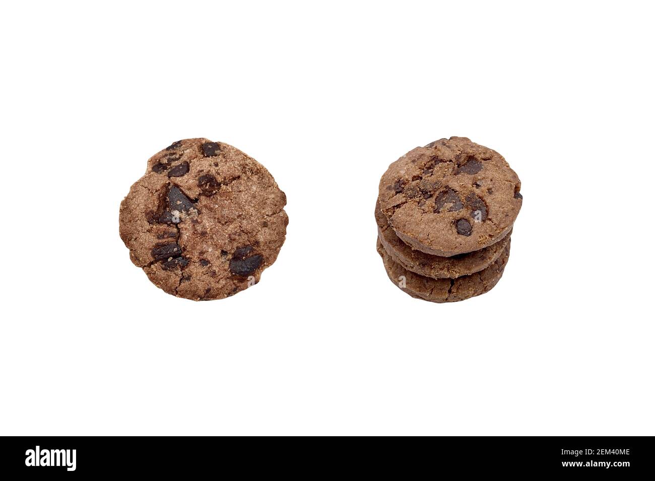 Chocolate chip cookies isolated on white background Stock Photo