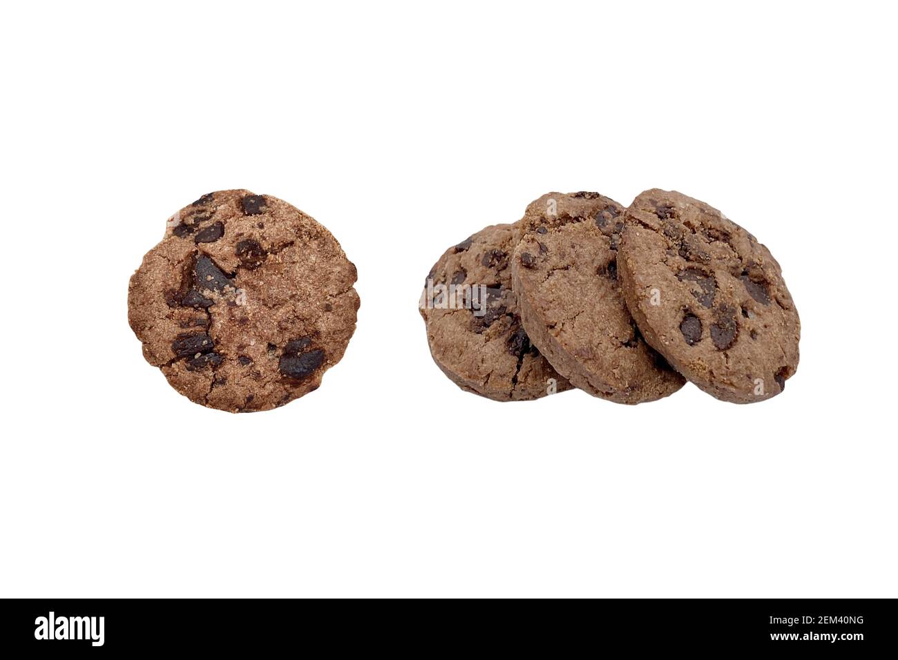 Chocolate chip cookies isolated on white background Stock Photo