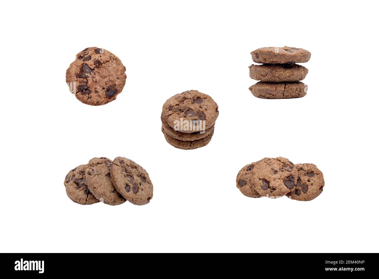 Chocolate chip cookies isolated on white background Stock Photo