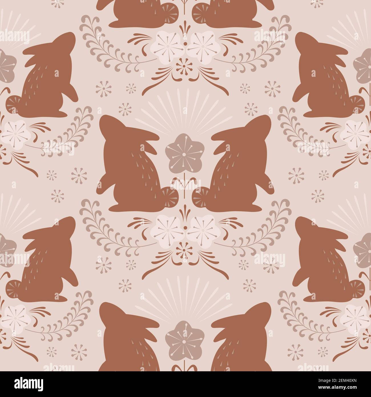 Vintage Easter seamless pattern design with rabbit in vector Stock ...