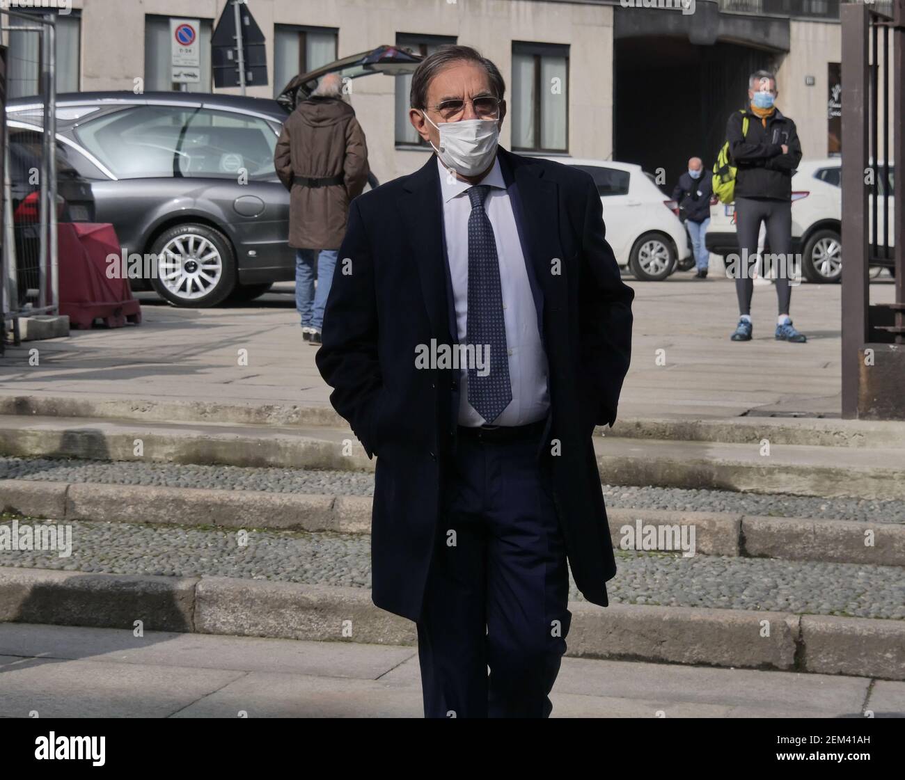 Ignazio La Russa at the funeral of Former Italy and Inter Milan defender Mauro Bellugi in Milan, Lombardy. Stock Photo