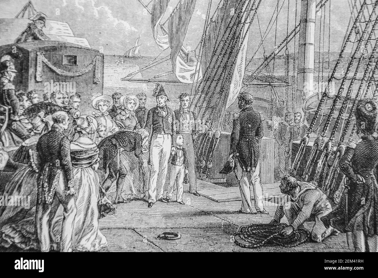 charle X s'embarque a cherbourg, 1804-1832 histoire de france par henri martin ,editeur furne 1880 Stock Photo