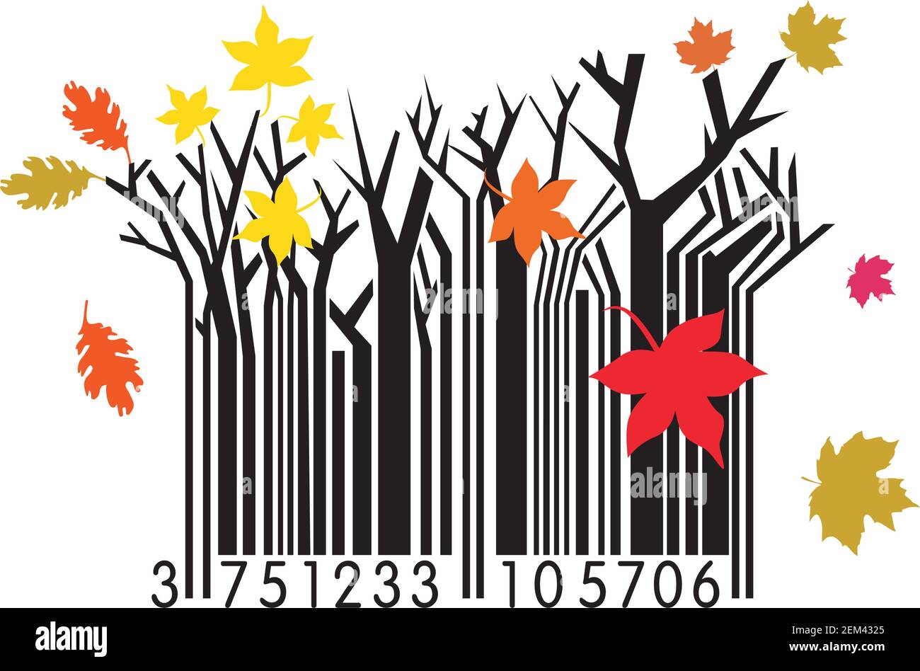 Vector Illustration of Autumn Barcode Stock Vector