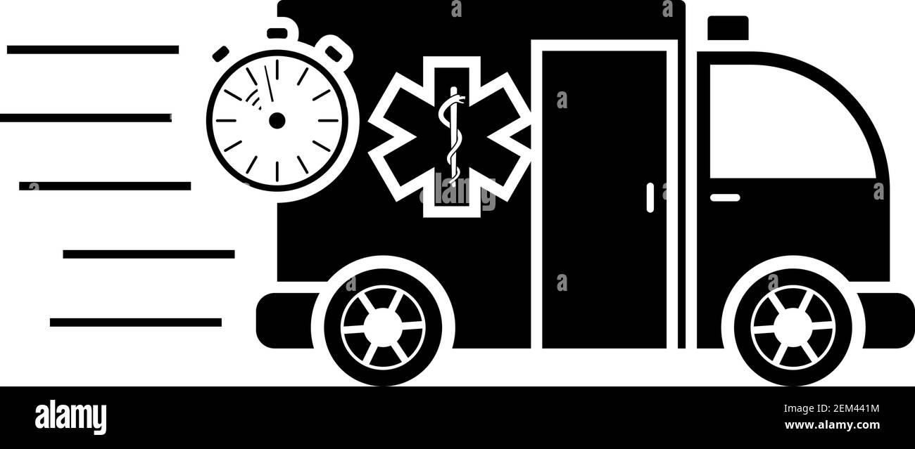 Fast Ambulance Car Icon. Black Stencil Design. Vector Illustration ...