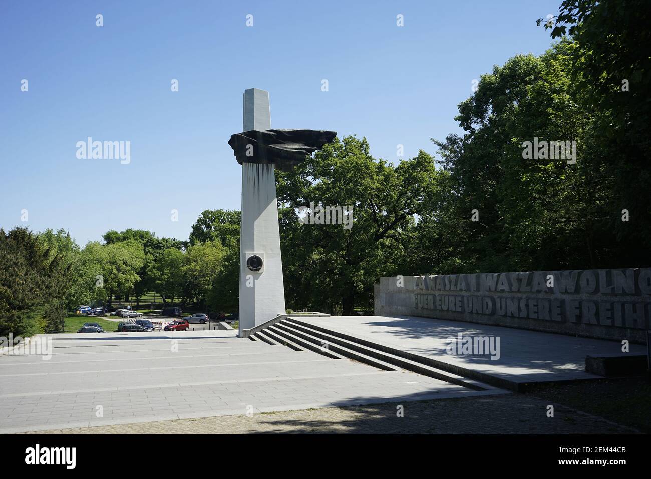 Monument to the Polish soldier and German anti-fascist (Denkmal des polnischen Soldaten und deutschen Antifaschisten) in Volkspark Friedrichshain. Stock Photo