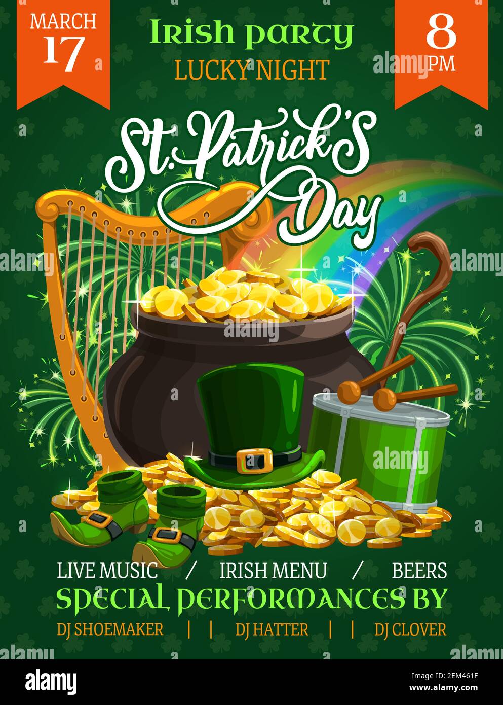 Irish saint patricks day party poster template Vector Image