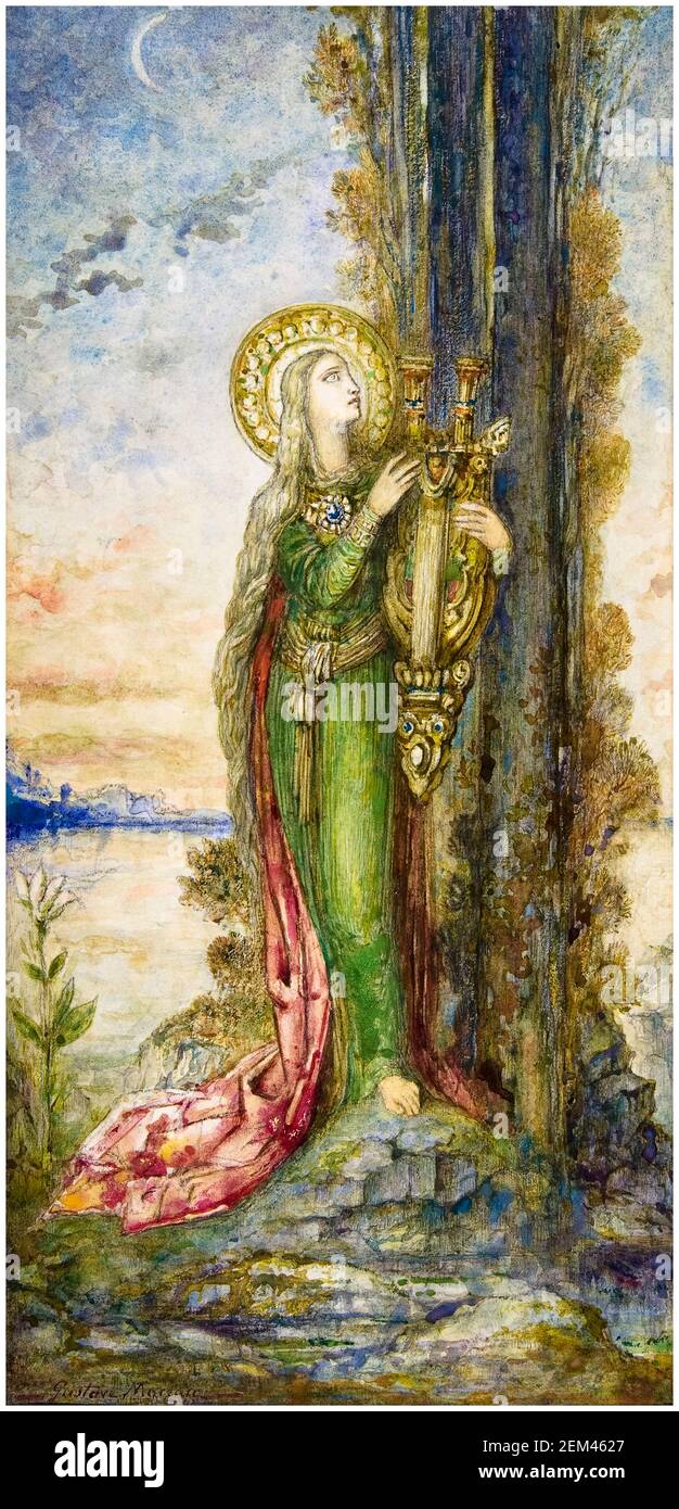 Gustave Moreau, painting, Saint Cecilia, 1890-1895 Stock Photo