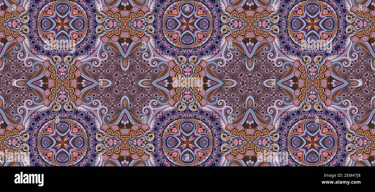 Raster ethnic ornamental color seamless pattern Stock Photo