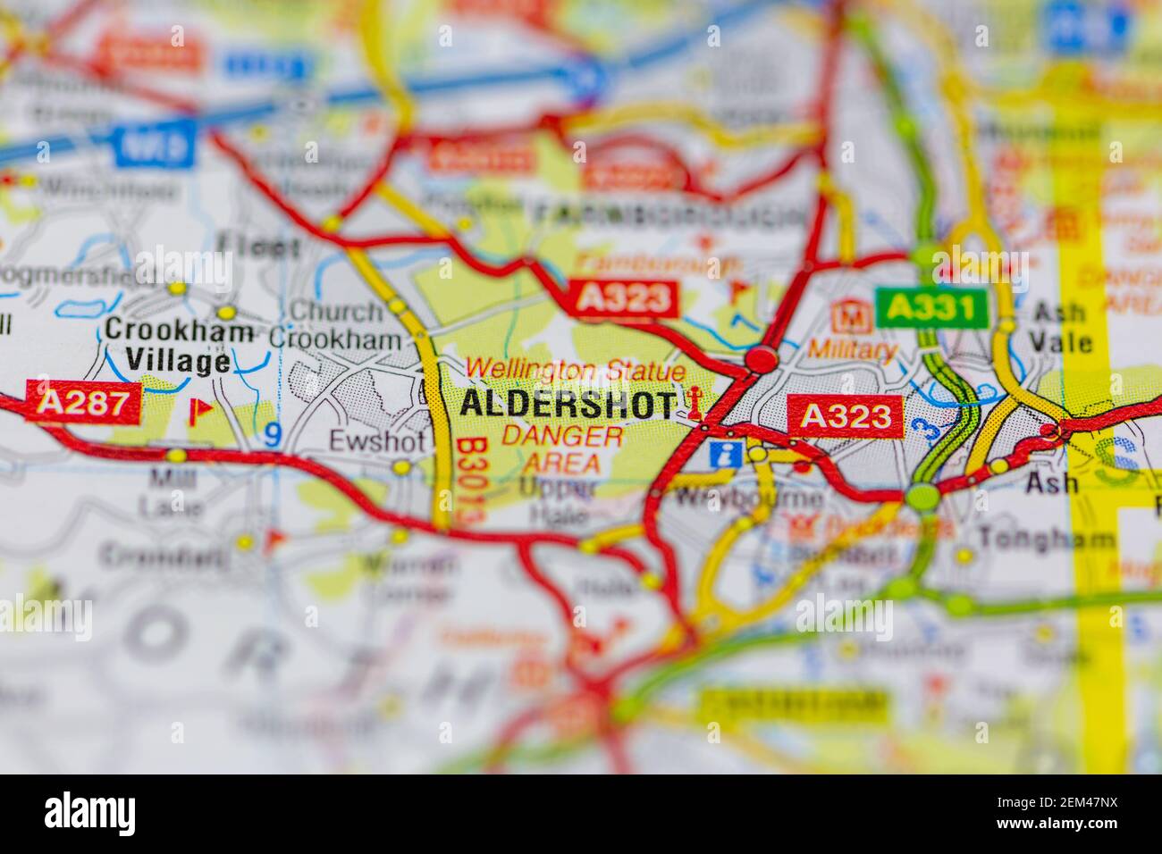 Map Of Aldershot And Surrounding Areas Aldershot Shown On A Road Map Or Geography Map Stock Photo - Alamy