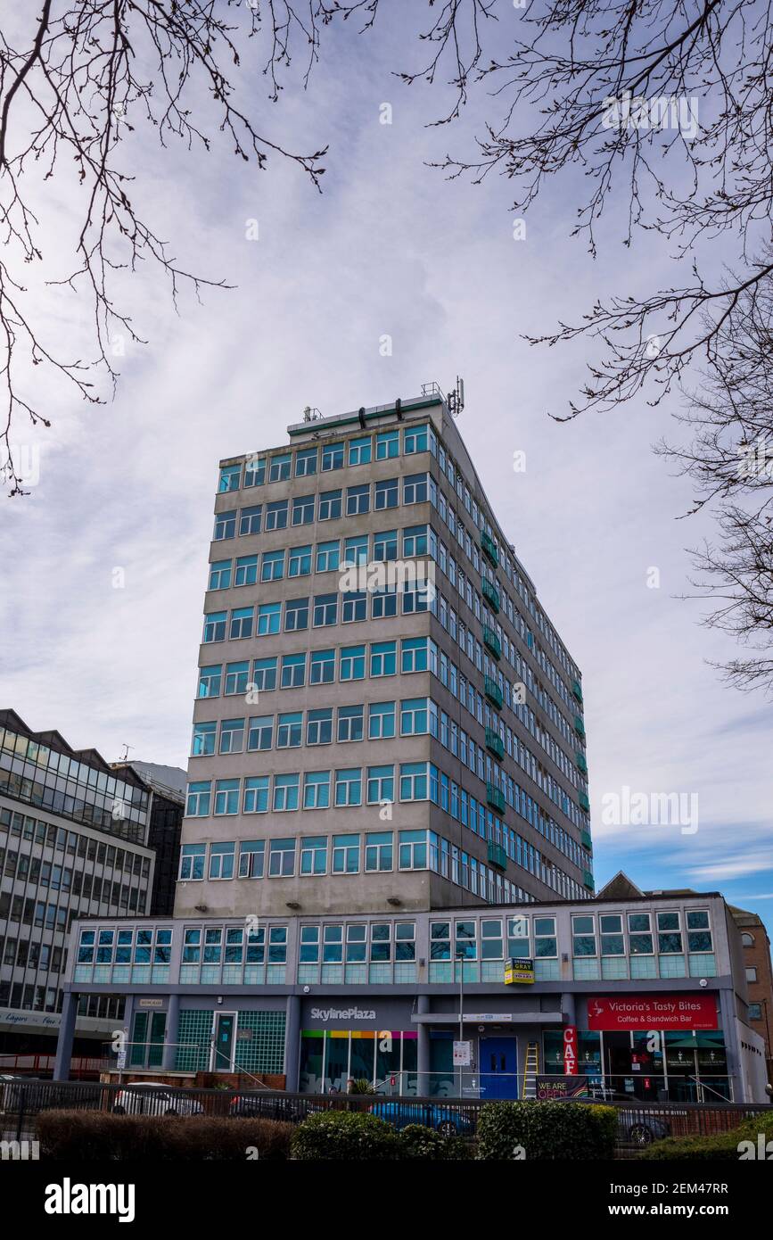 Skyline Plaza apartments, block of flats. Tower block in Victoria Avenue, Southend on Sea, Essex, UK. Space for copy Stock Photo