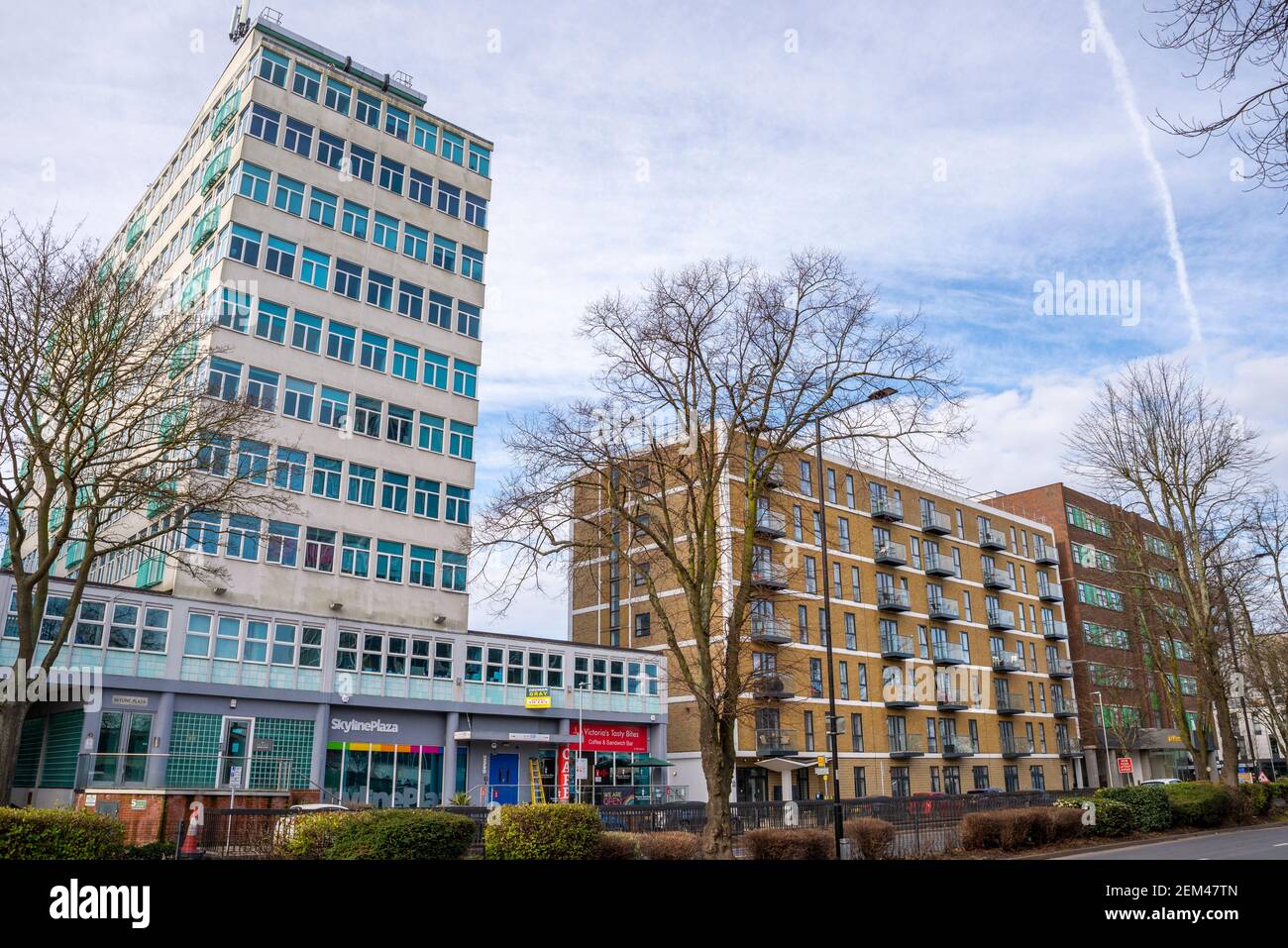 Skyline Plaza apartments, block of flats. Tower block in Victoria Avenue, Southend on Sea, Essex, UK. Space for copy Stock Photo