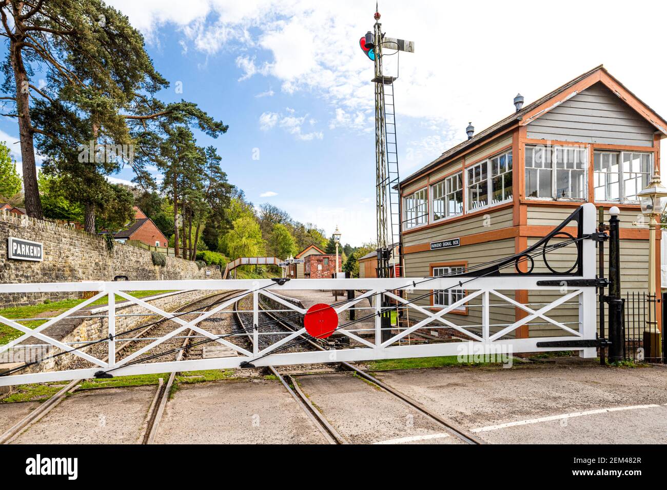 Parkend Station on the Dean Forest Railway in the Forest of Dean at Parkend, Gloucestershire UK Stock Photo