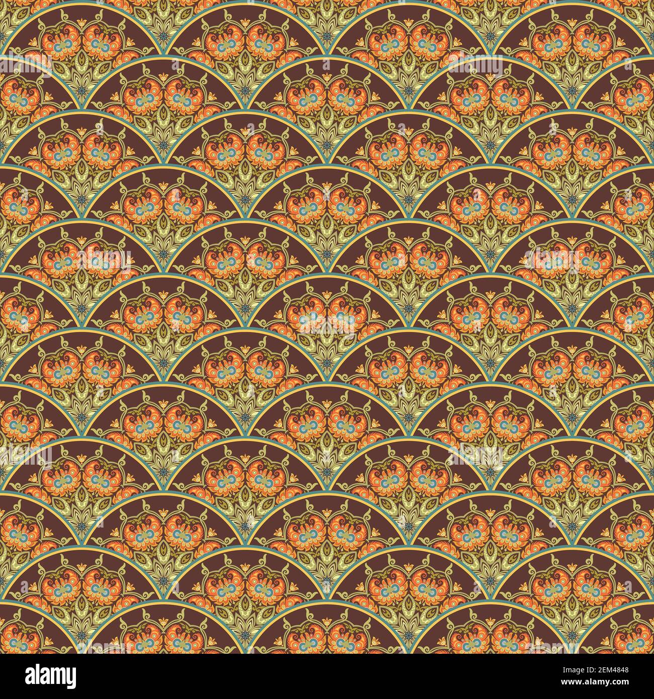 Raster seamless pattern. Ethnic nature background Stock Photo
